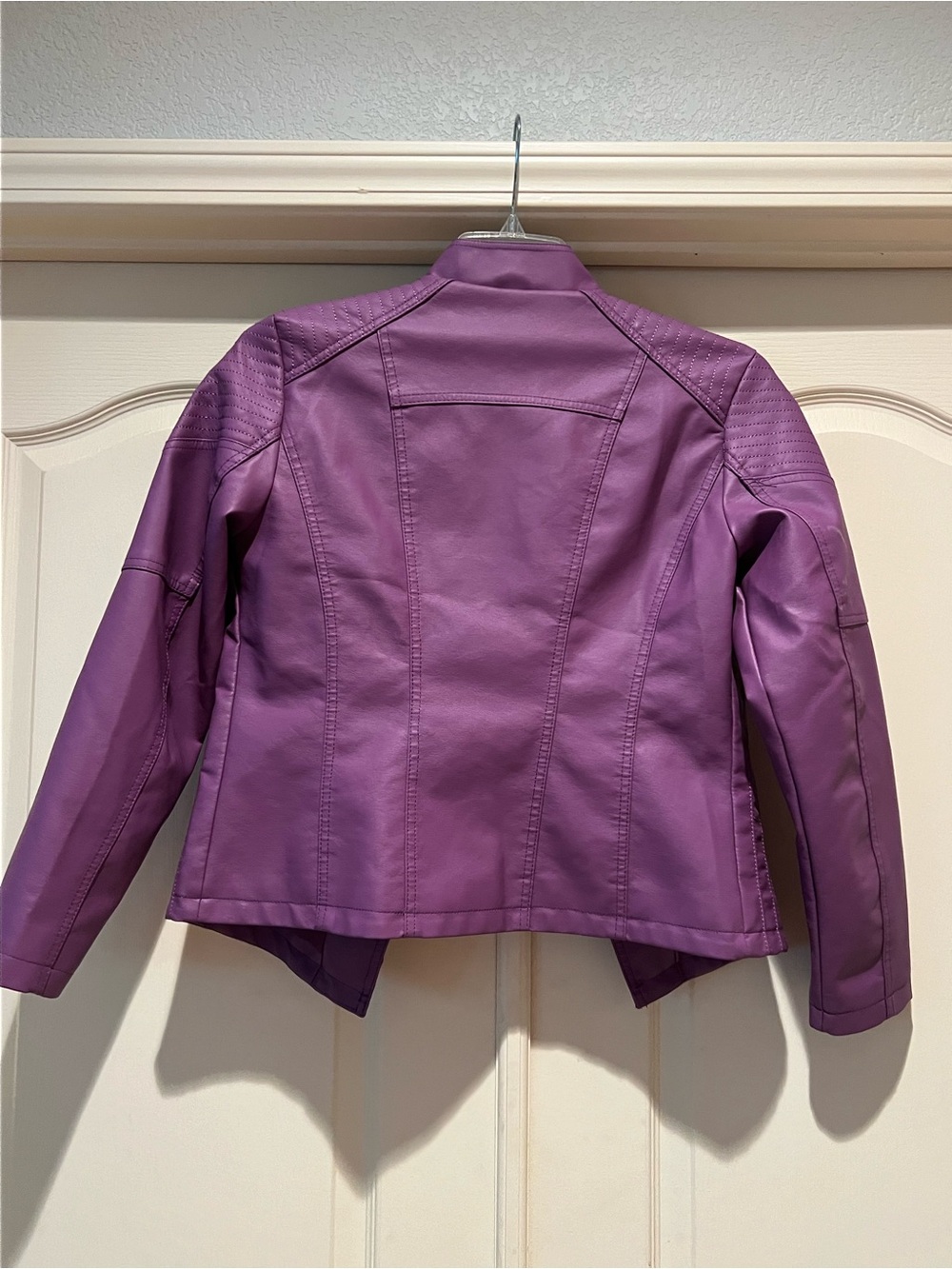 Purple Faux Leather Moto Jacket - Picture 2 of 8